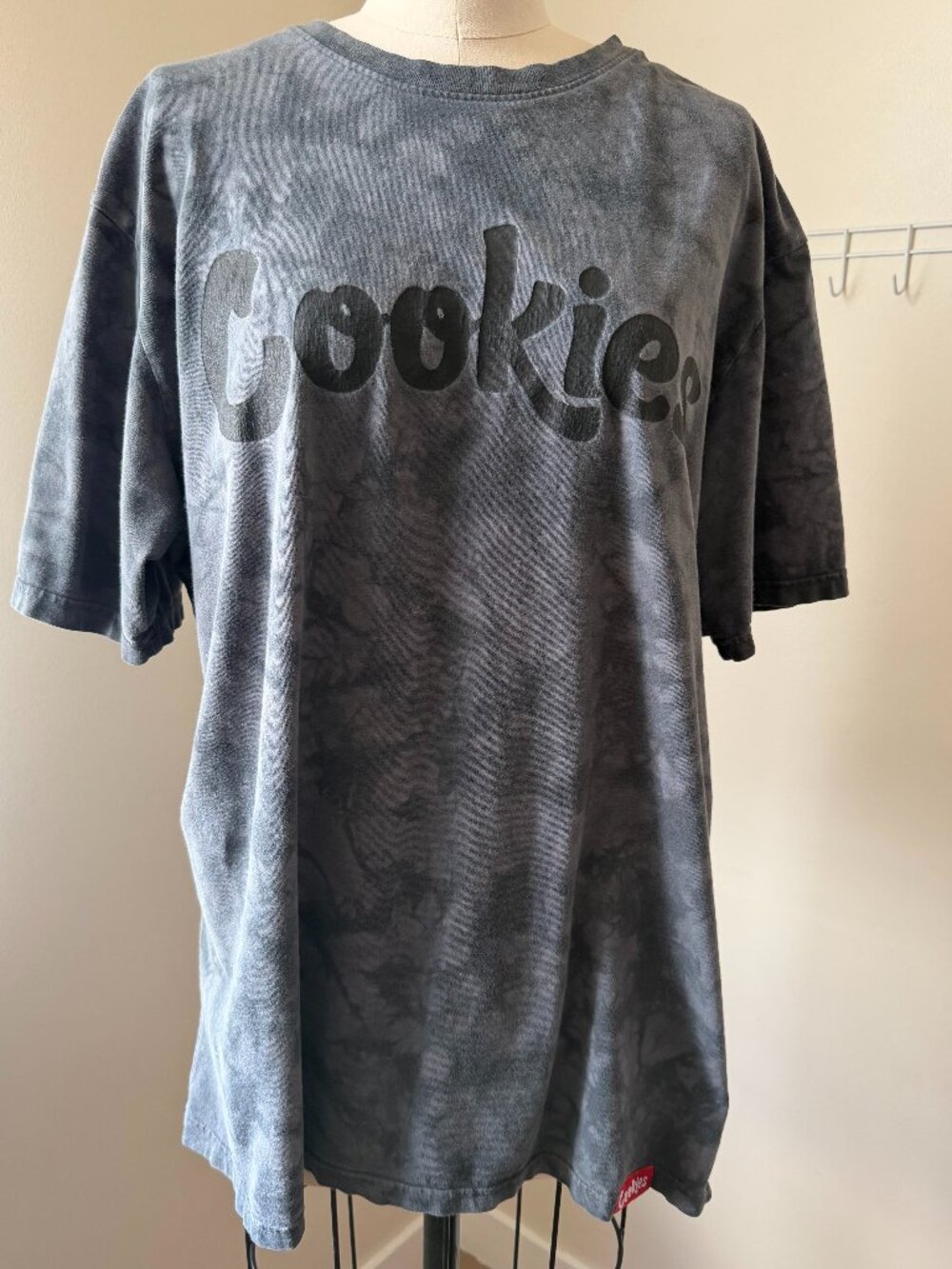 Cookies Brand Vintage T | Oversized Grey Tie Dye T-Shirt | XL Y2K Streetwear